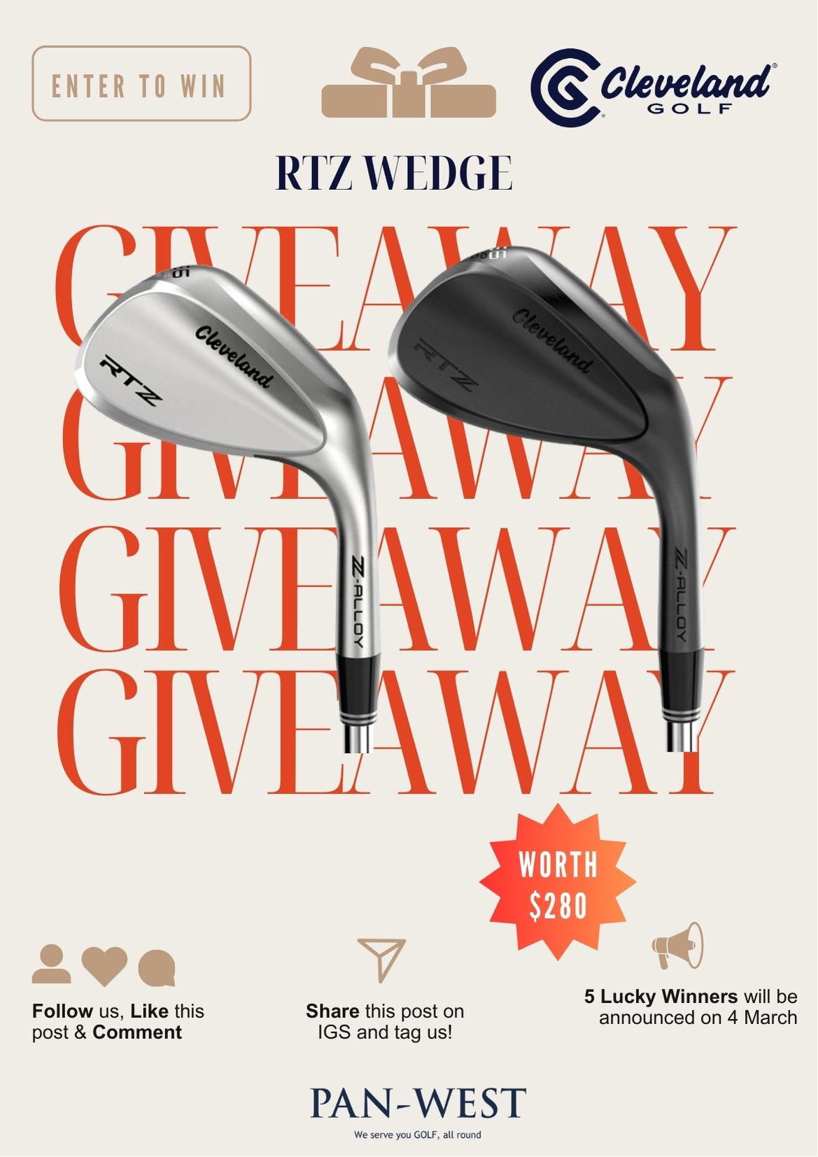 🎊 GIVEAWAY ALERT! 🎊Cleveland RTZ wedge worth $280 each🏌️‍♂️